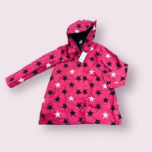 NWT New GYMBOREE Pink Raincoat Jacket Navy White Stars Girls M 7 8